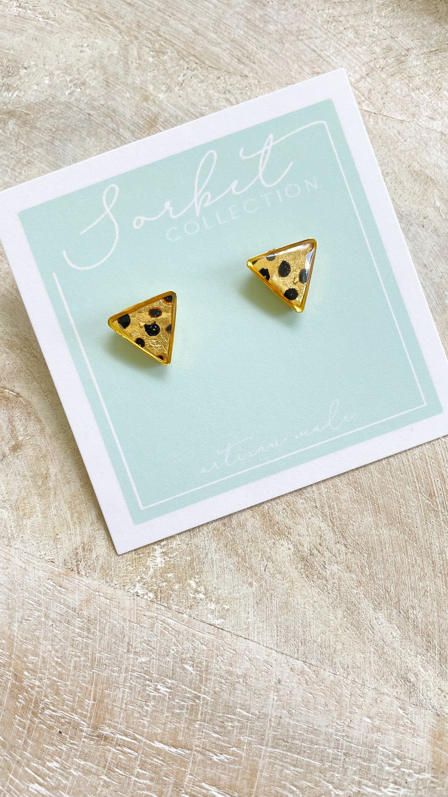 Small Triangle Cheetah Studs