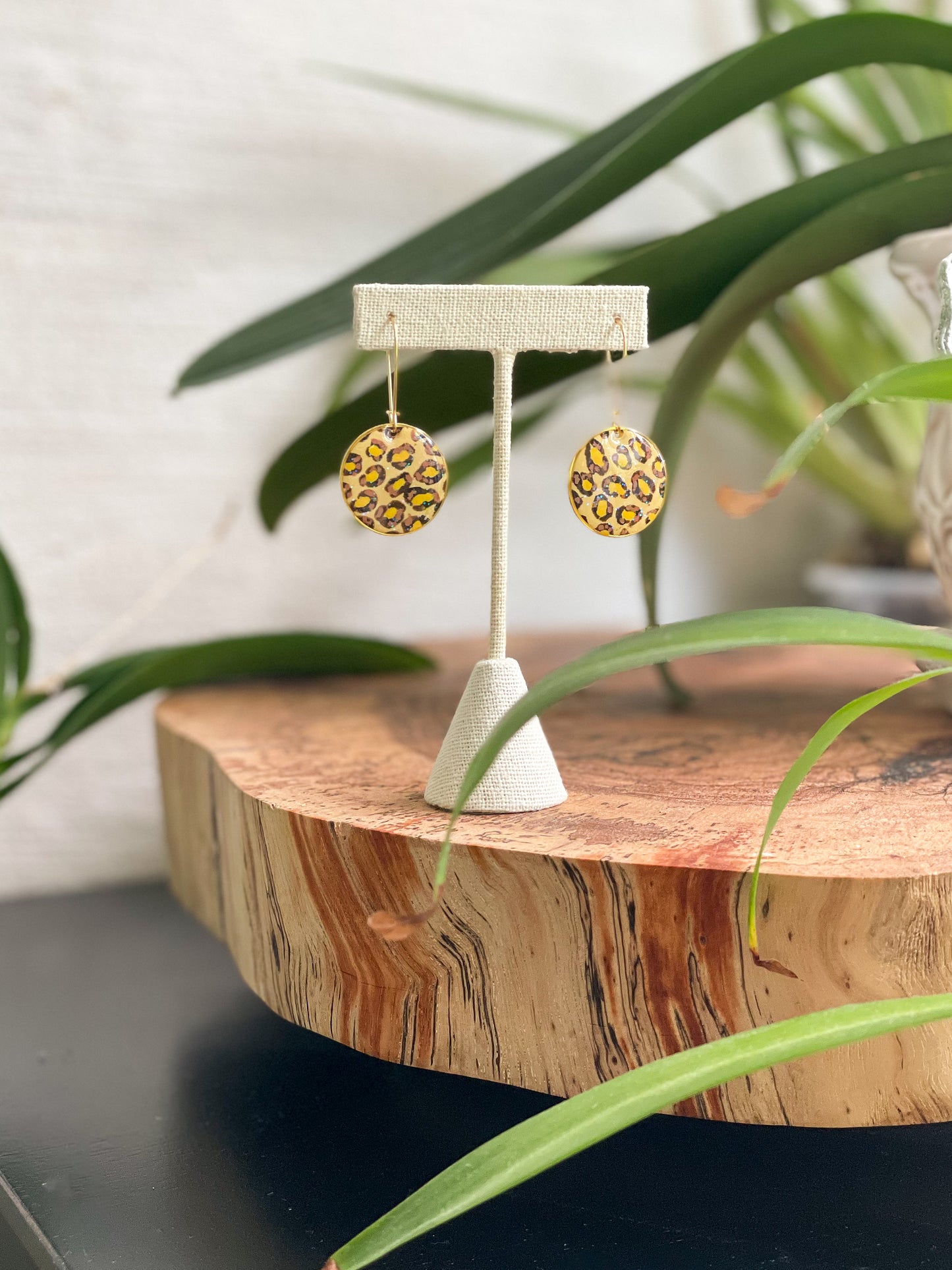 Leopard Round Dangles