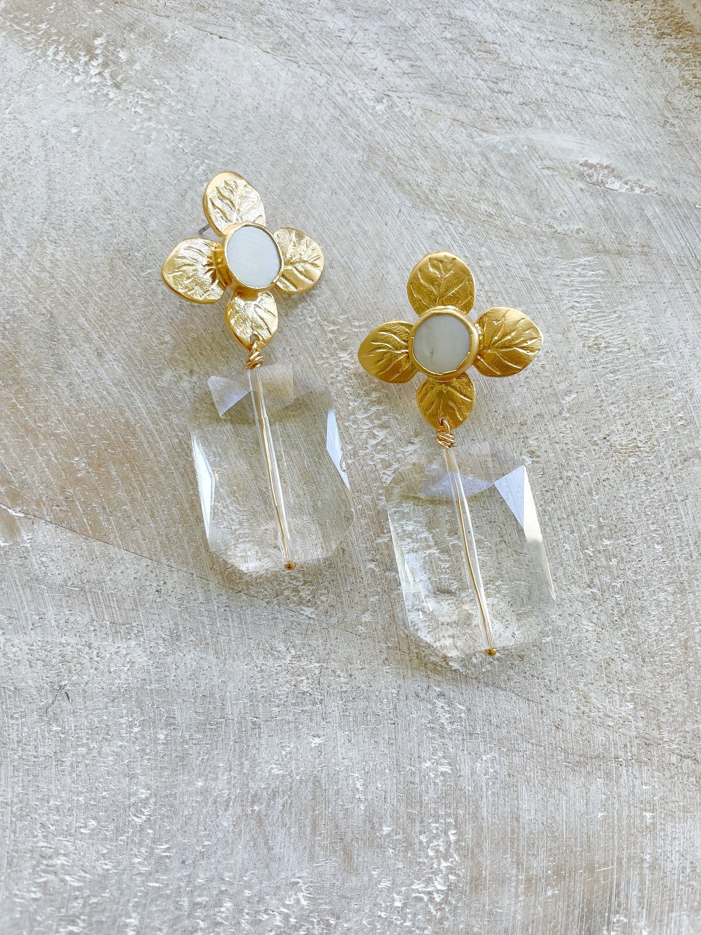 Mila Flower and Crystal Earrings