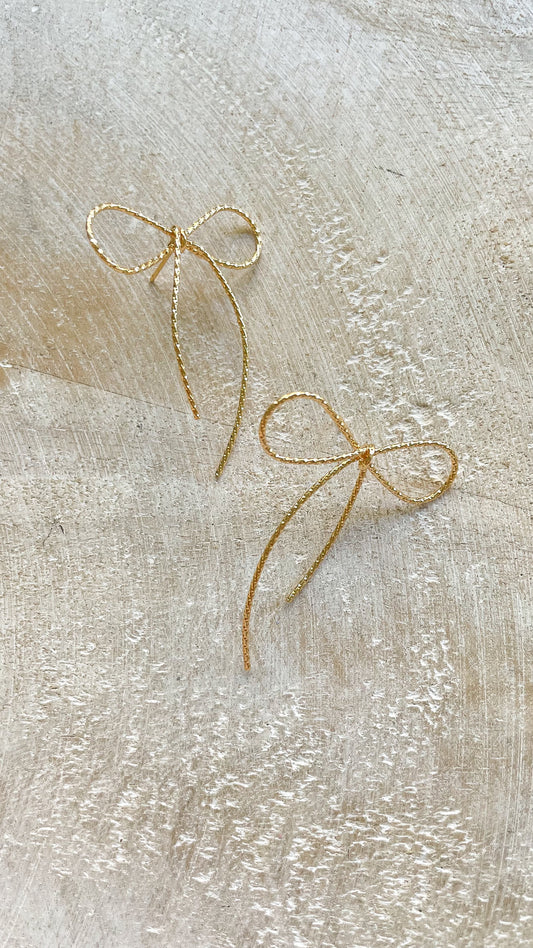 Large Dainty Gold Bow Studs