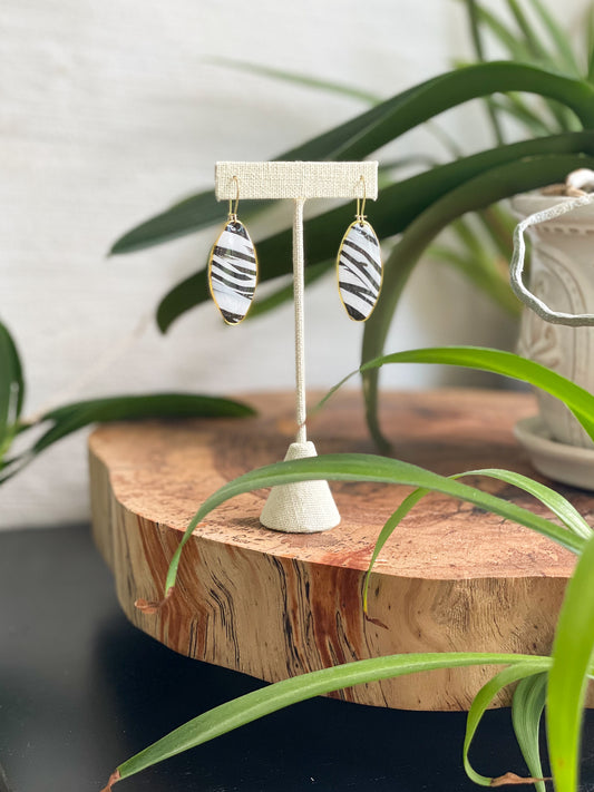Large Zebra Oval Dangles