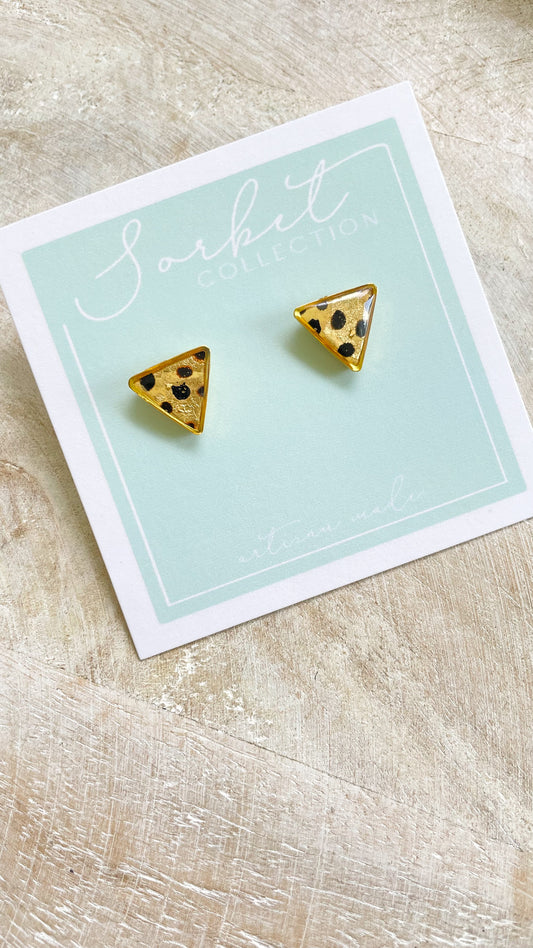 Small Triangle Cheetah Studs