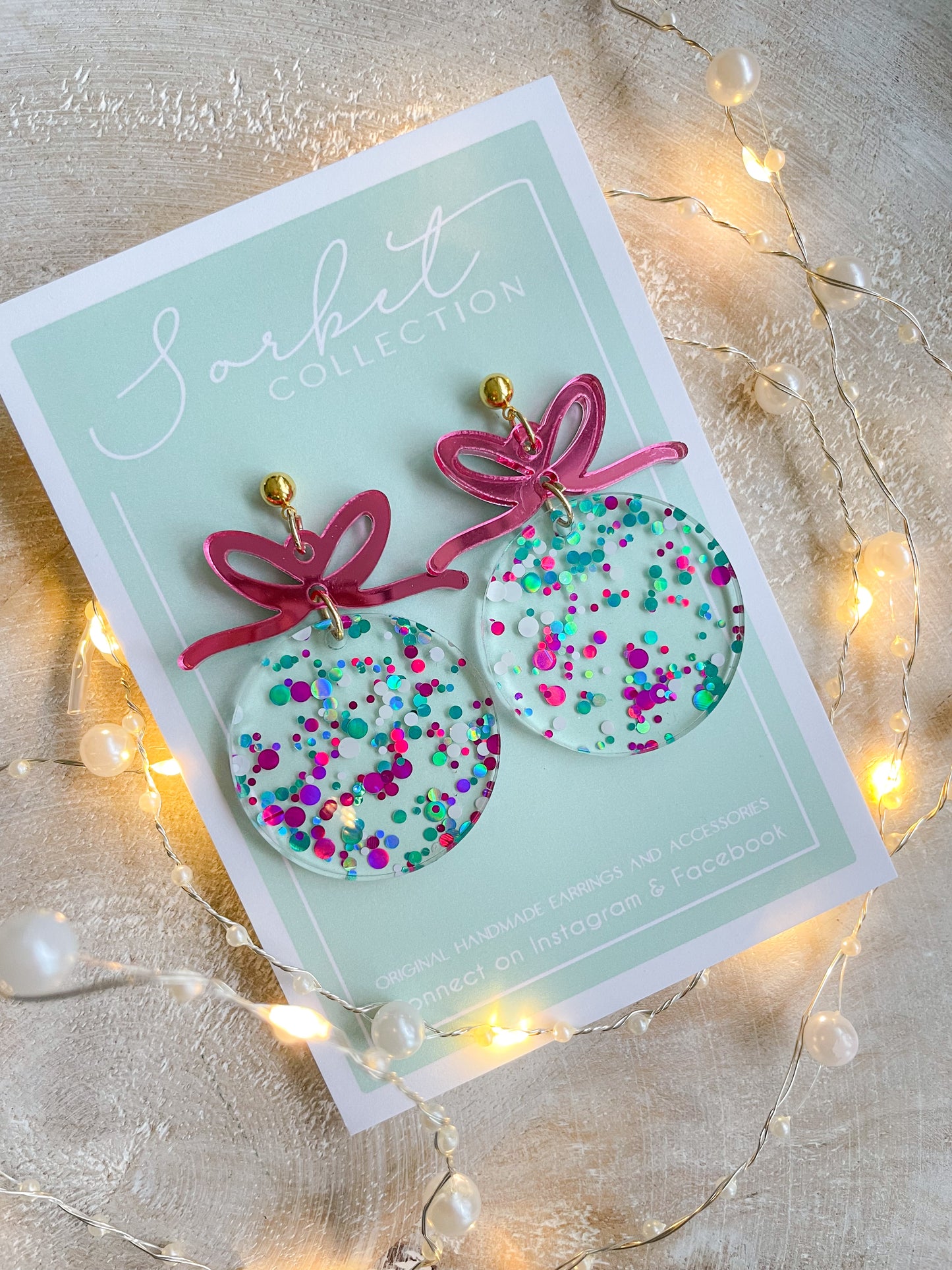 Pink and Aqua Ornament Earrings