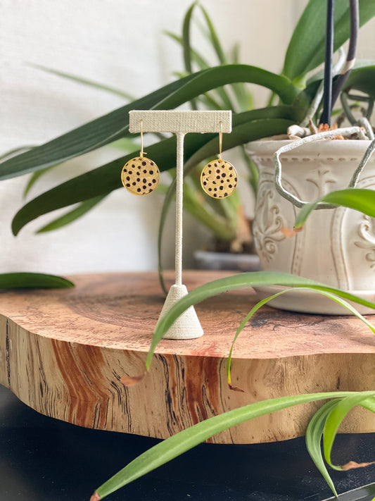 Cheetah Round Dangles