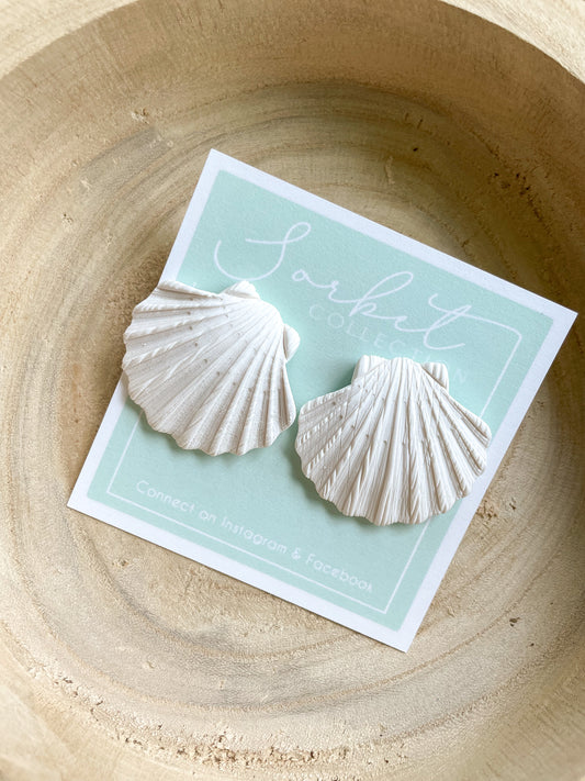 White Shell Statement Studs