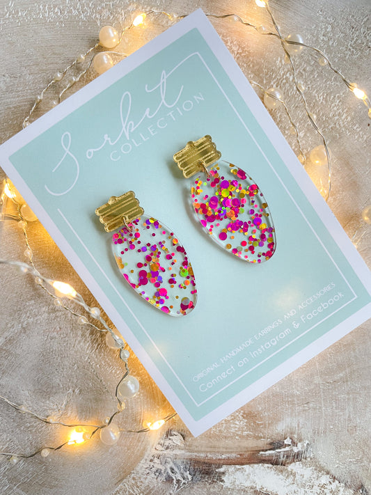 Gold and Pink Christmas Bulb Dangles