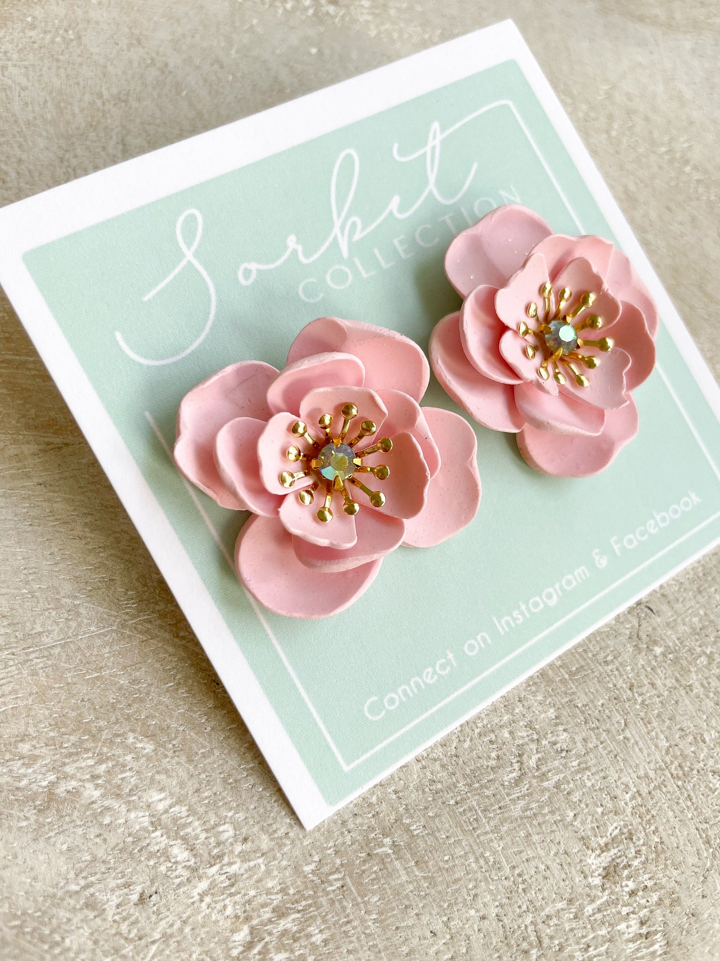 Pink Peony Studs