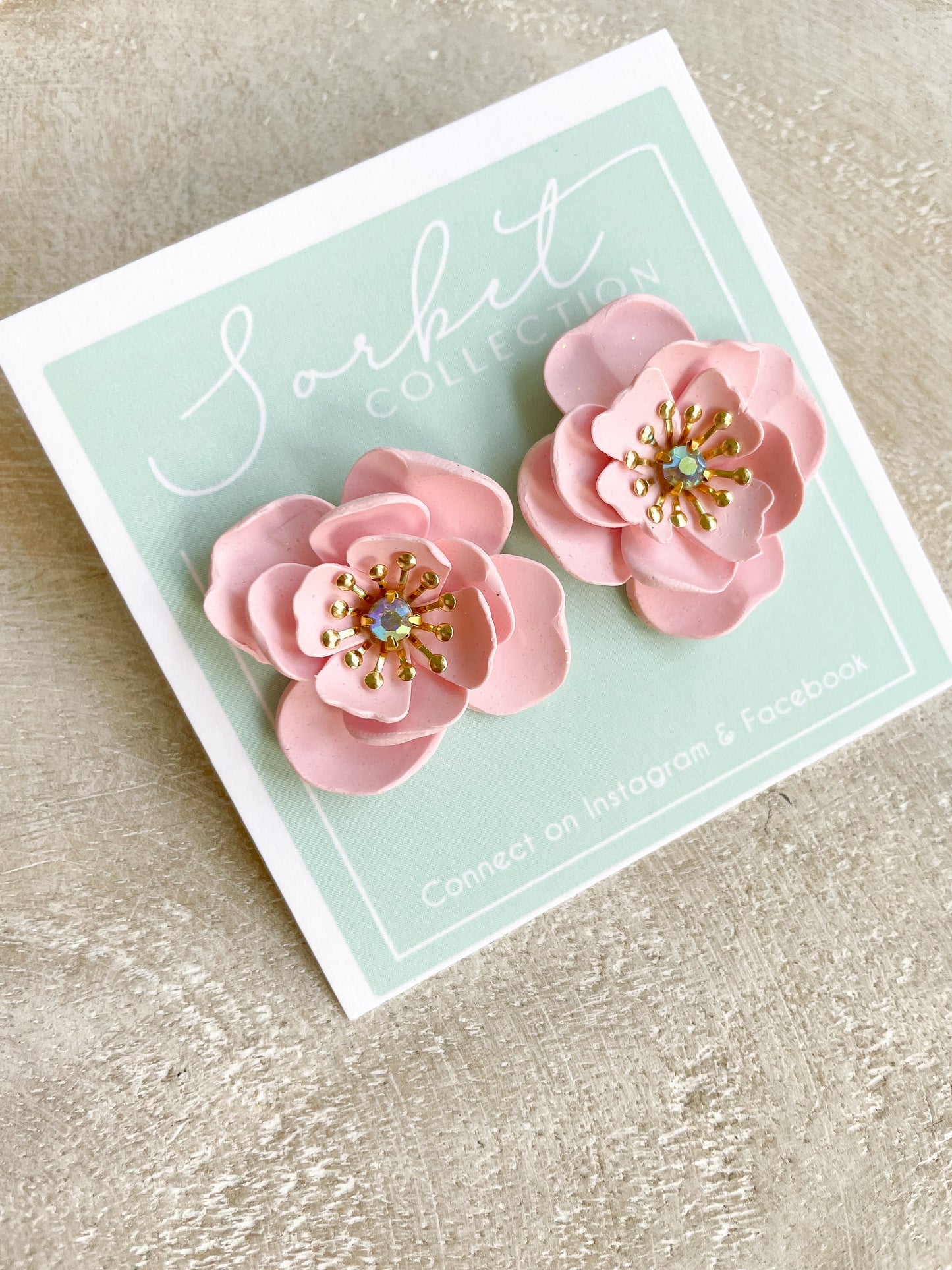 Pink Peony Studs