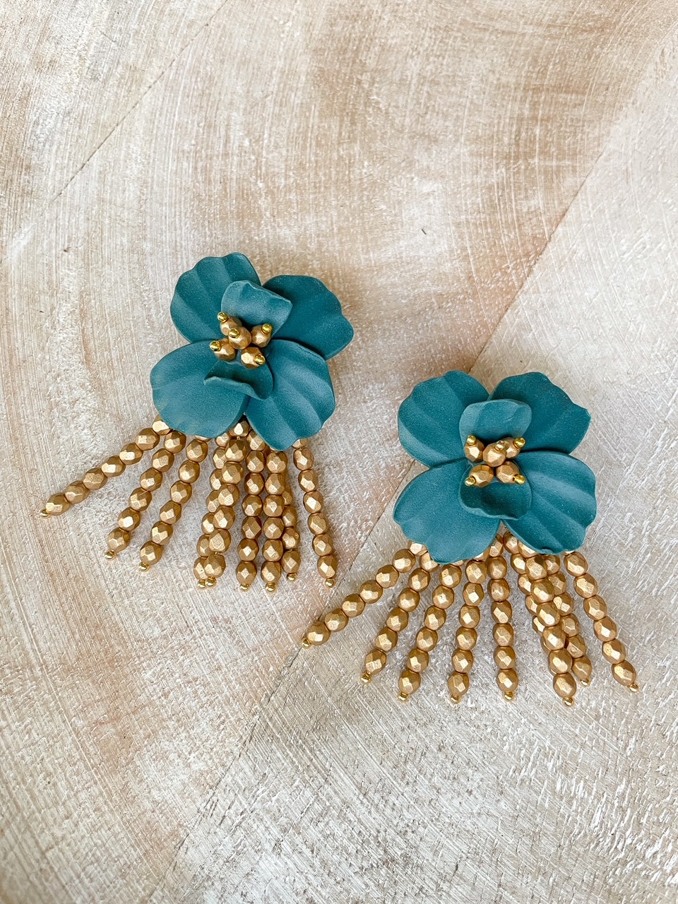 Juliet Floral Earrings in Emerald and Gold