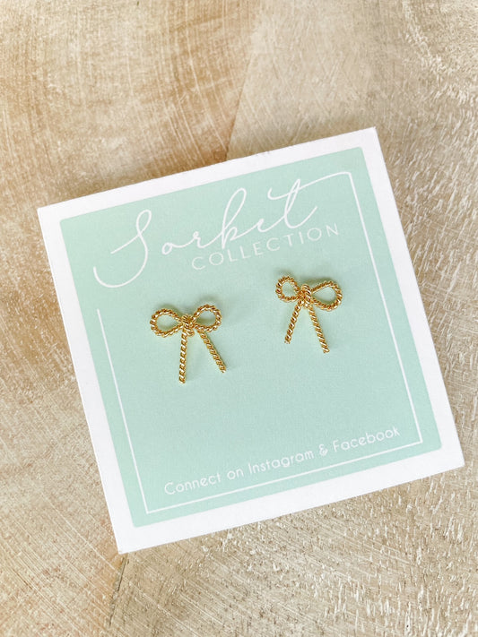 Dainty Gold Bow Studs